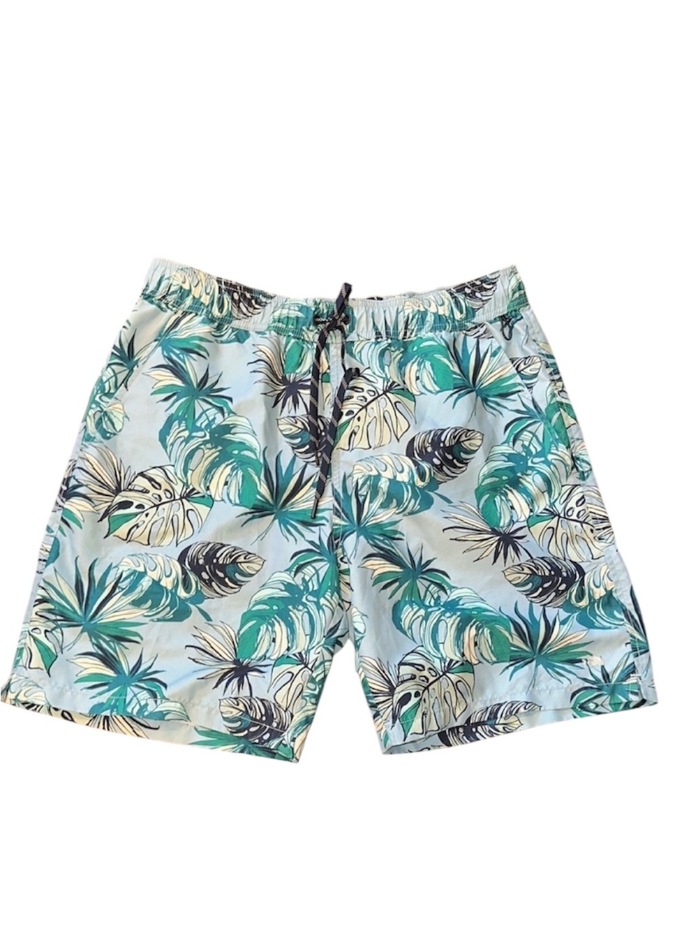 FISH HIPPIE men’s Tropical Leaf Print Men's Swim Shorts size 32 with pockets